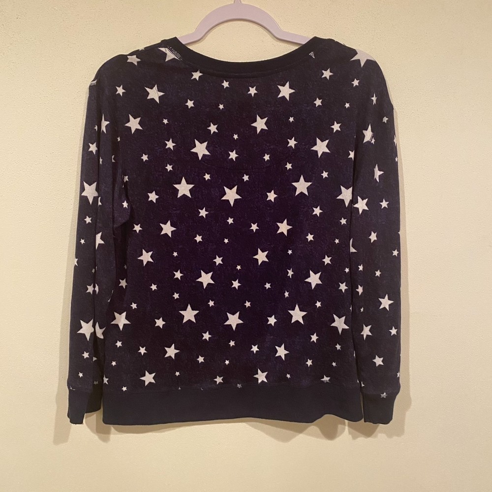 Cuddl Duds Women’s Size M Star Print Crewneck Sweater Navy Blue Americana Cozy‎ - Picture 6 of 6